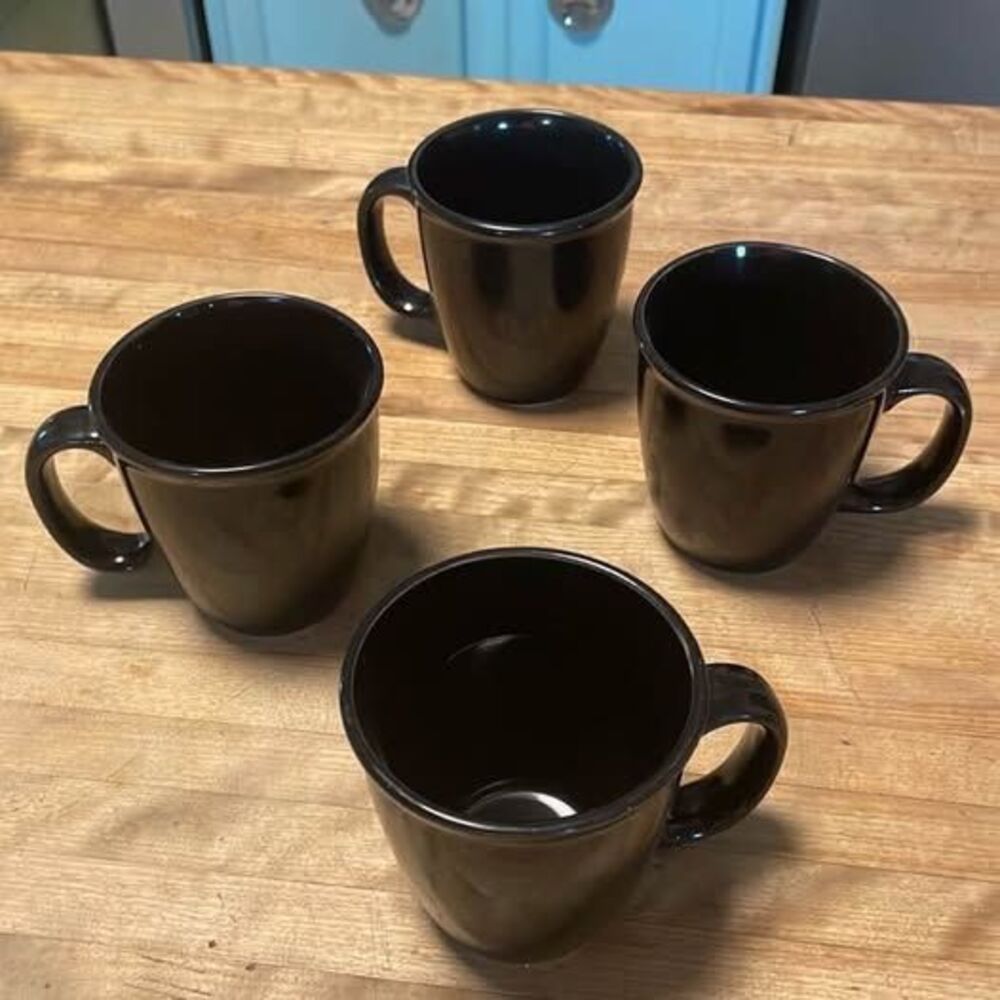 Home Trends Black Ceramic Mugs - Set of 4